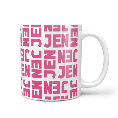 Bold Pink Repeating Name 10oz Mug