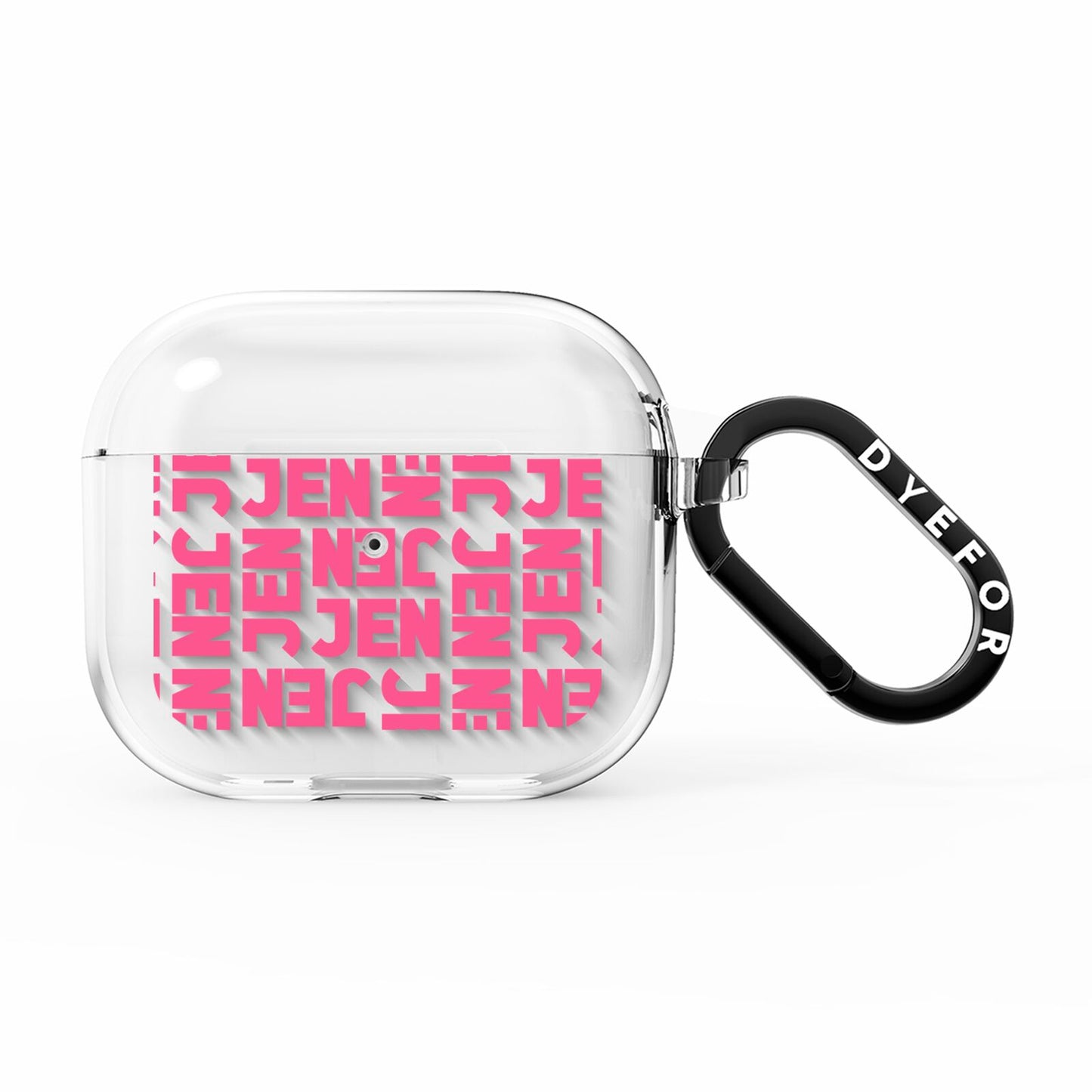 Bold Pink Repeating Name AirPods Clear Case 3rd Gen