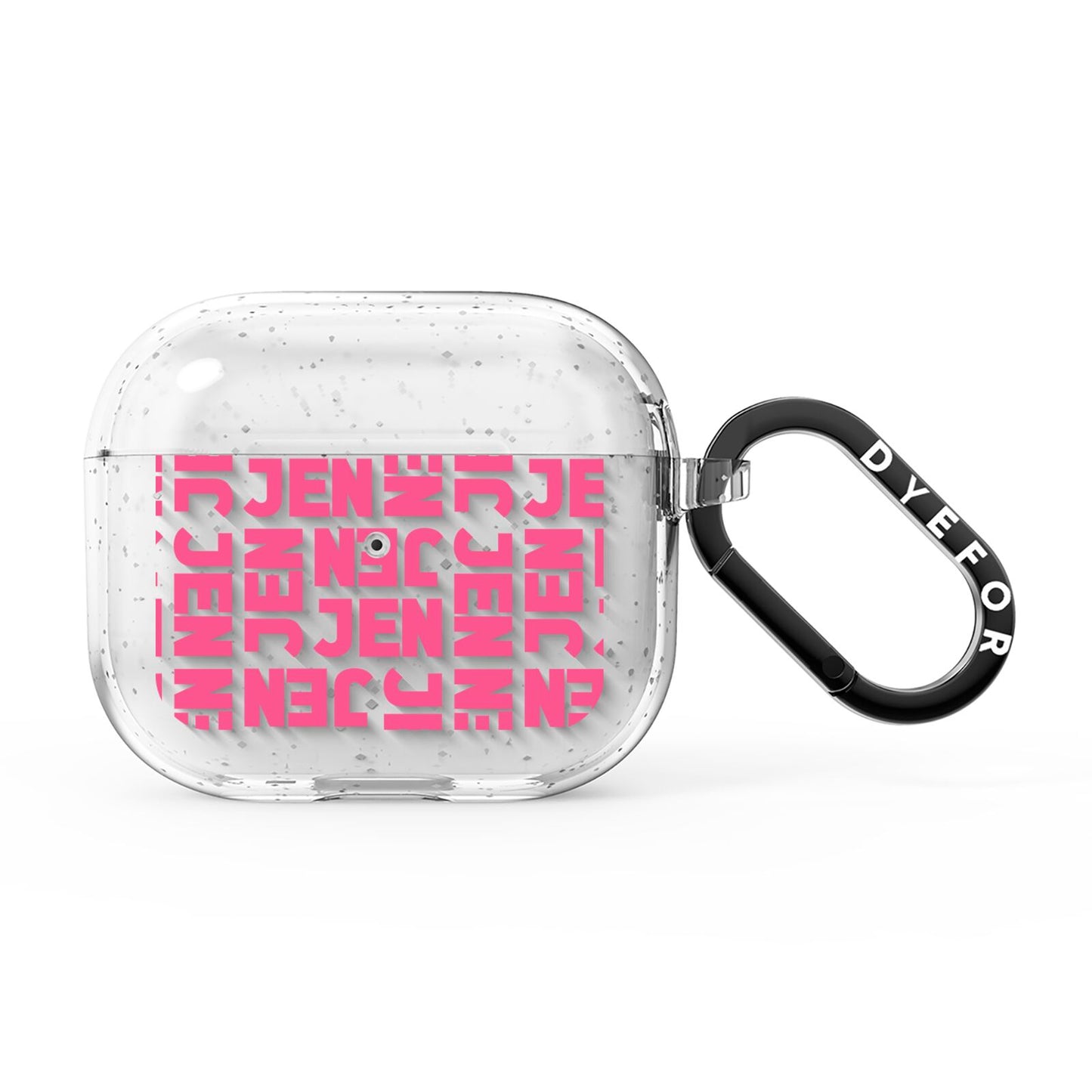 Bold Pink Repeating Name AirPods Glitter Case 3rd Gen