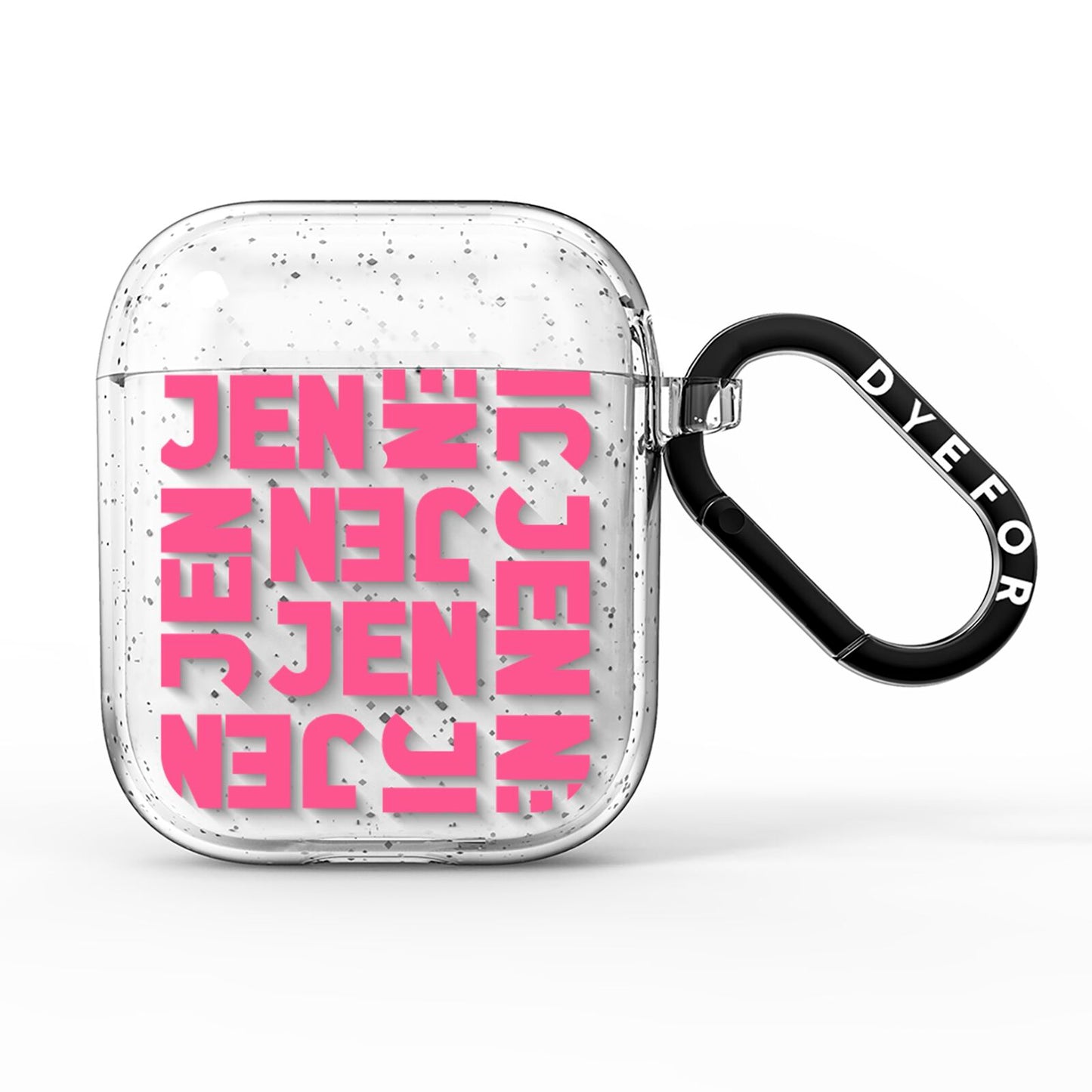 Bold Pink Repeating Name AirPods Glitter Case