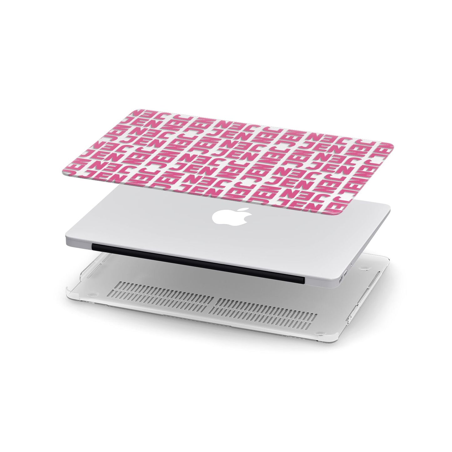 Bold Pink Repeating Name Apple MacBook Case in Detail