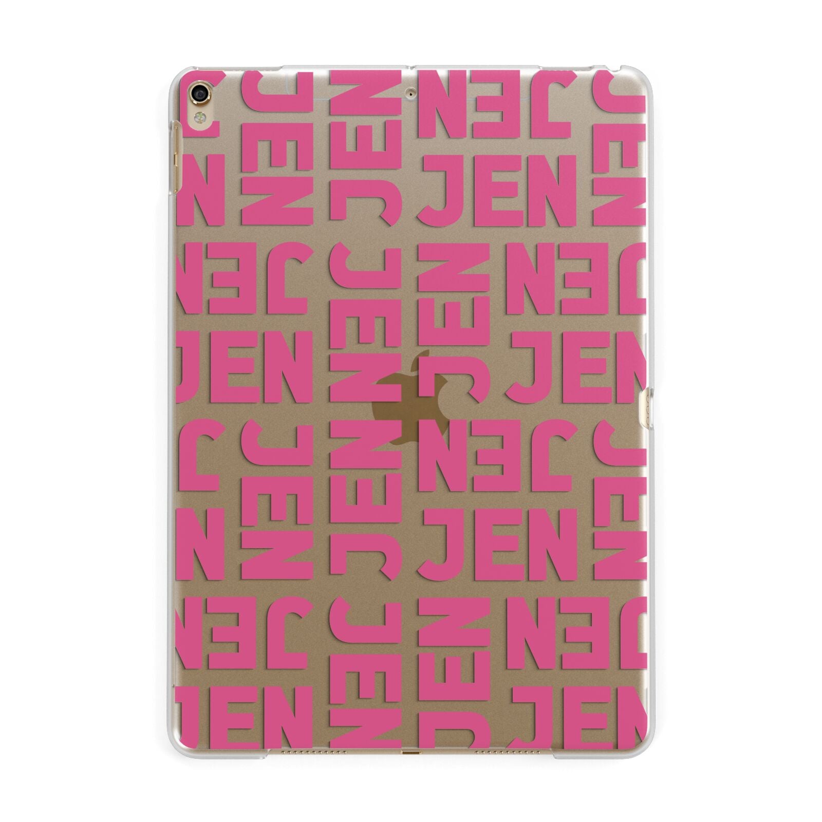 Bold Pink Repeating Name Apple iPad Gold Case