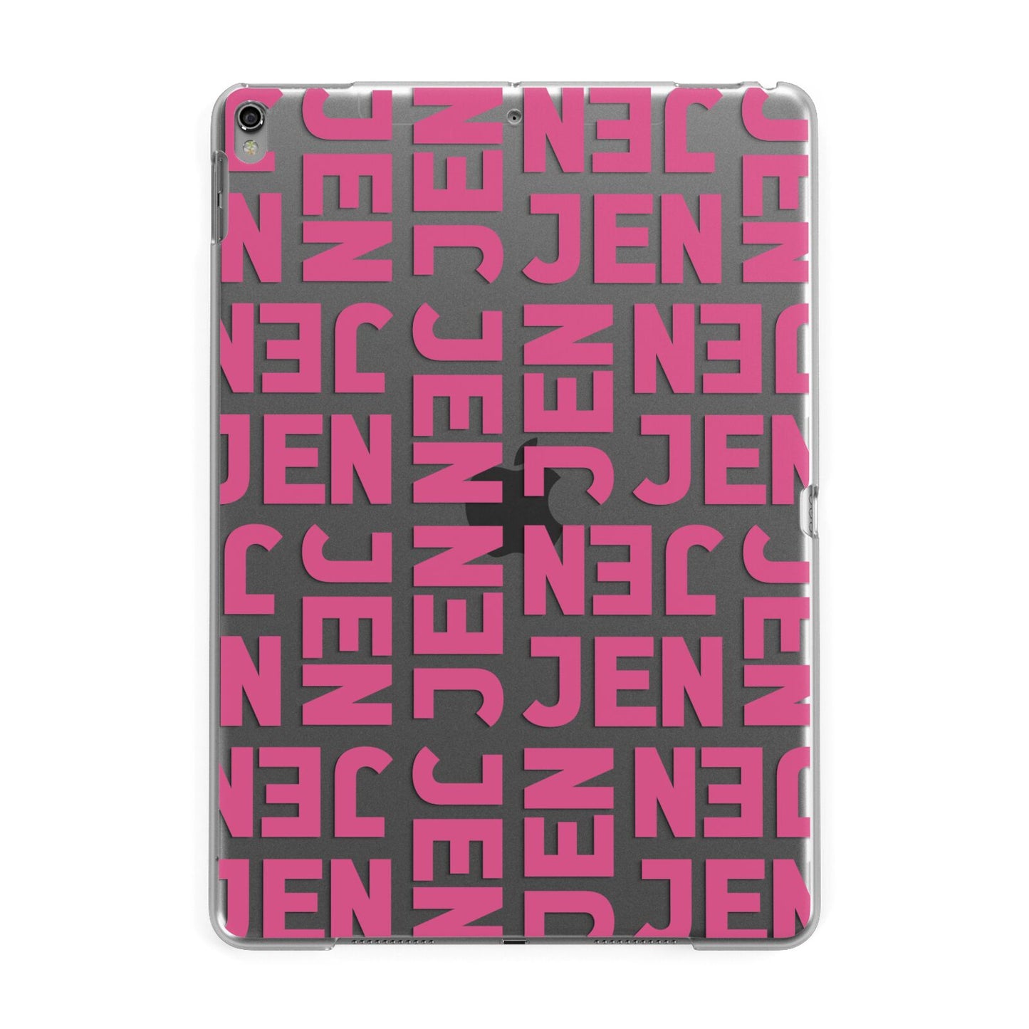 Bold Pink Repeating Name Apple iPad Grey Case