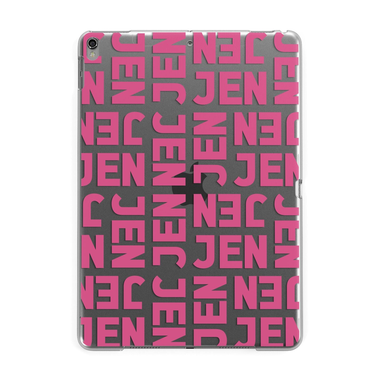 Bold Pink Repeating Name Apple iPad Grey Case