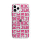 Bold Pink Repeating Name Apple iPhone 11 Pro in Silver with Bumper Case