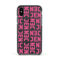 Bold Pink Repeating Name Apple iPhone Xs Impact Case Black Edge on Black Phone