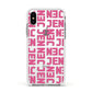 Bold Pink Repeating Name Apple iPhone Xs Impact Case White Edge on Silver Phone