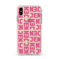 Bold Pink Repeating Name Apple iPhone Xs Max Impact Case Pink Edge on Gold Phone