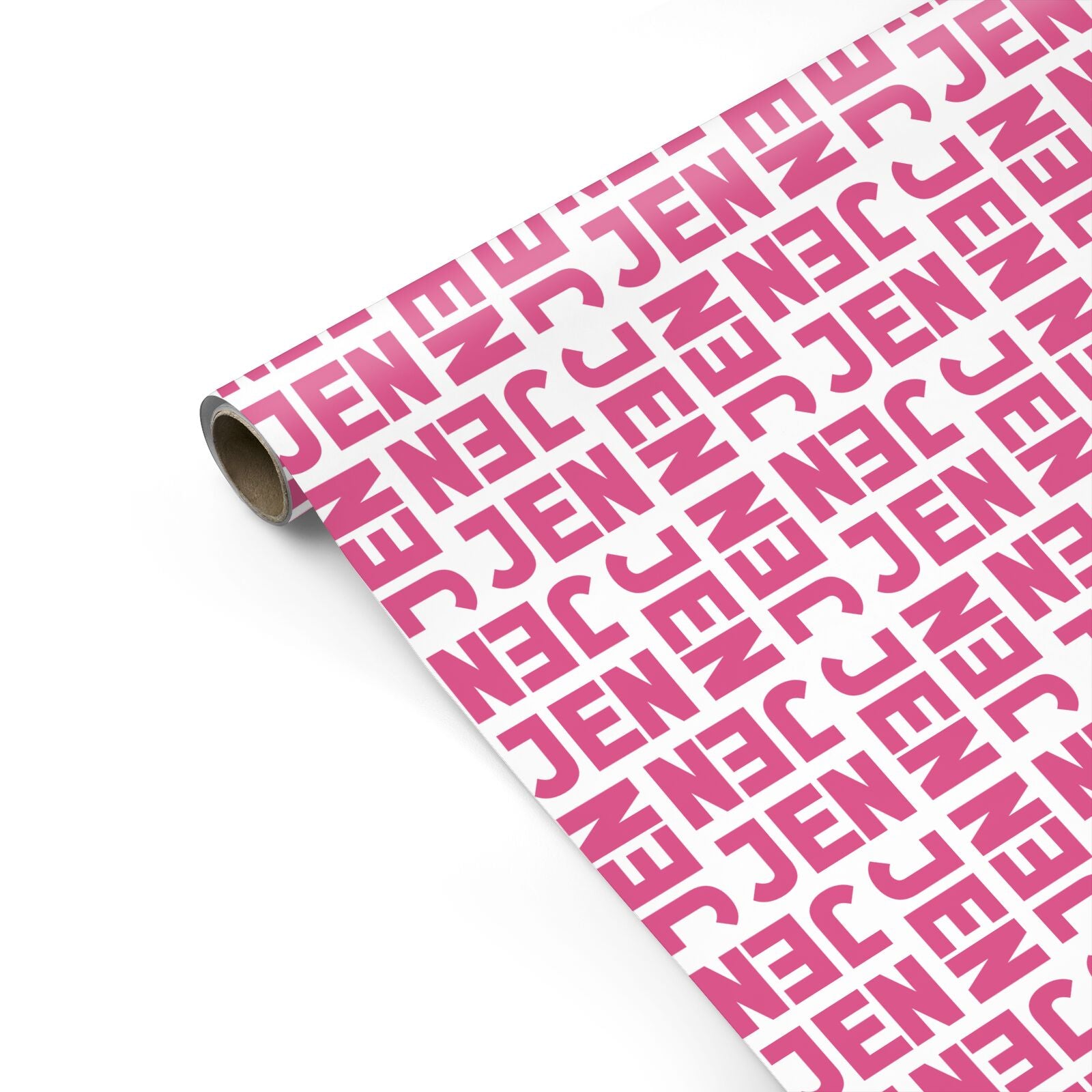 Bold Pink Repeating Name Personalised Gift Wrap