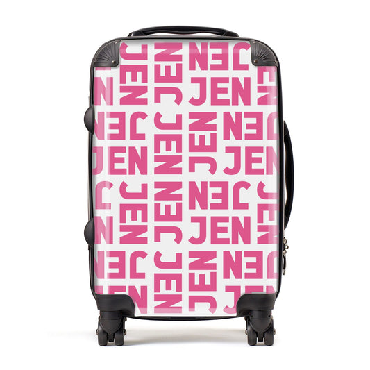 Bold Pink Repeating Name Suitcase