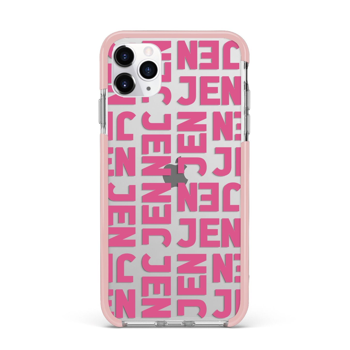 Bold Pink Repeating Name iPhone 11 Pro Max Impact Pink Edge Case
