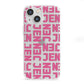 Bold Pink Repeating Name iPhone 13 Mini Clear Bumper Case