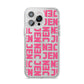 Bold Pink Repeating Name iPhone 14 Pro Max Clear Tough Case Silver
