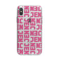 Bold Pink Repeating Name iPhone X Bumper Case on Silver iPhone Alternative Image 1
