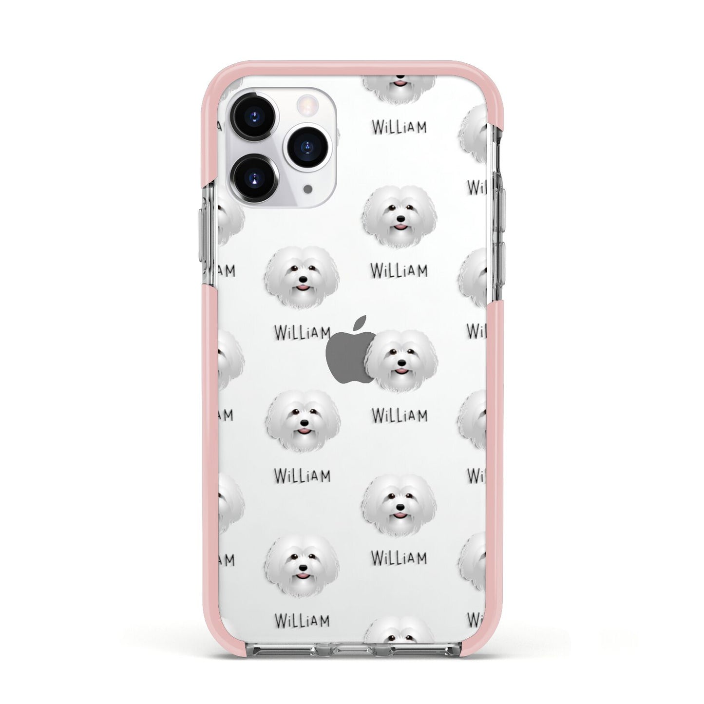 Bolognese Icon with Name Apple iPhone 11 Pro in Silver with Pink Impact Case