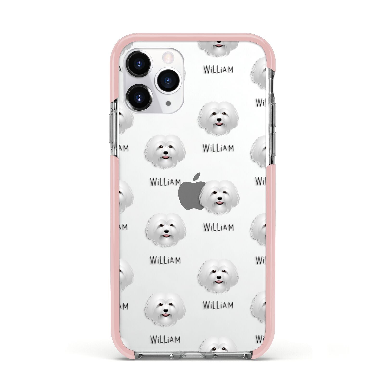 Bolognese Icon with Name Apple iPhone 11 Pro in Silver with Pink Impact Case