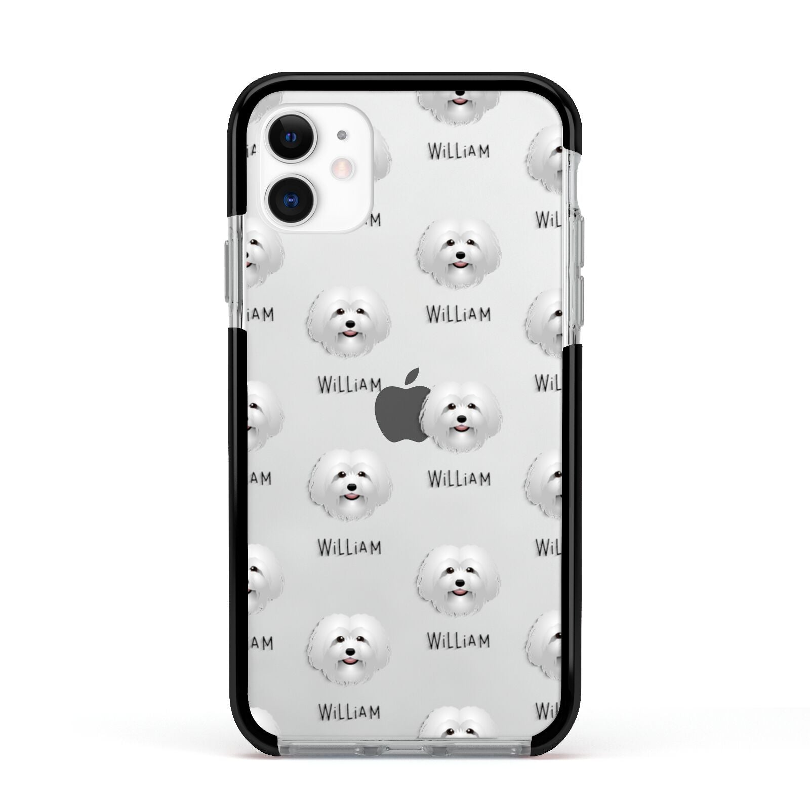 Bolognese Icon with Name Apple iPhone 11 in White with Black Impact Case