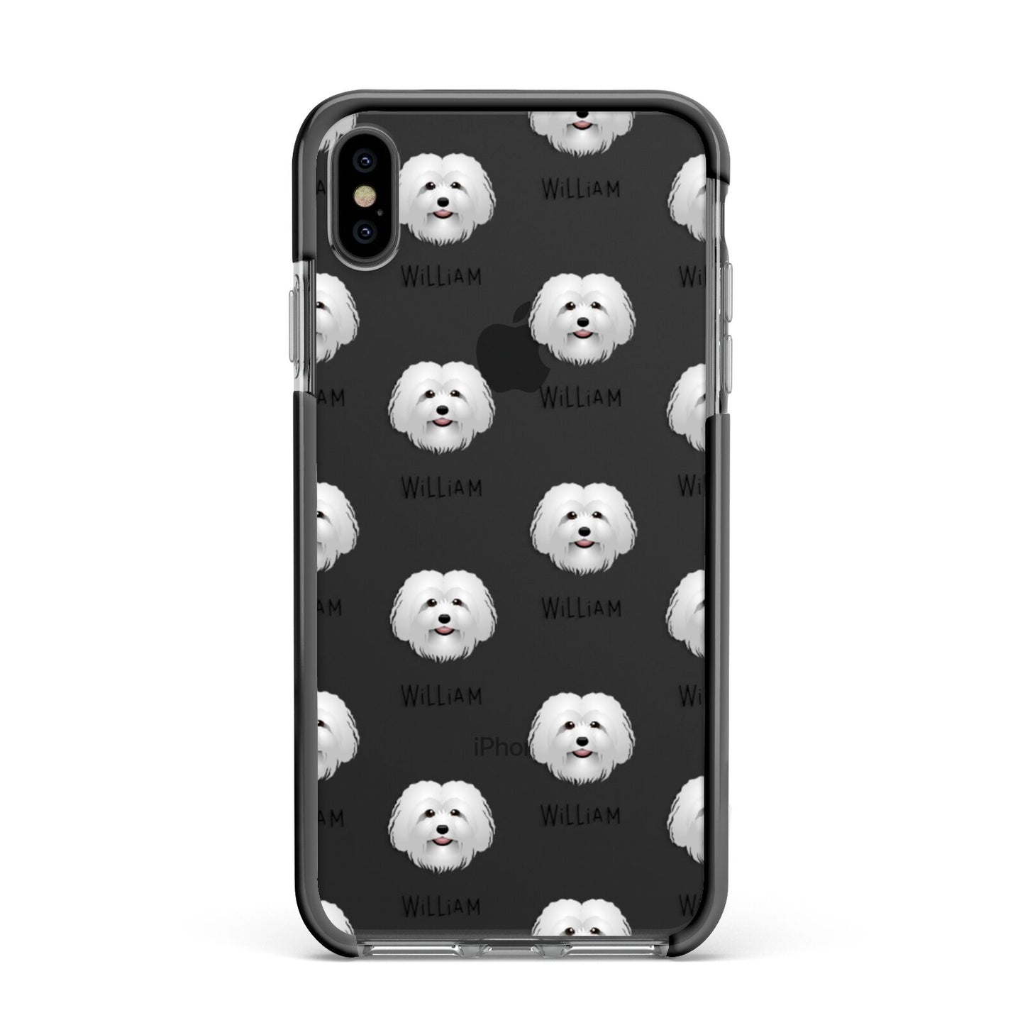 Bolognese Icon with Name Apple iPhone Xs Max Impact Case Black Edge on Black Phone