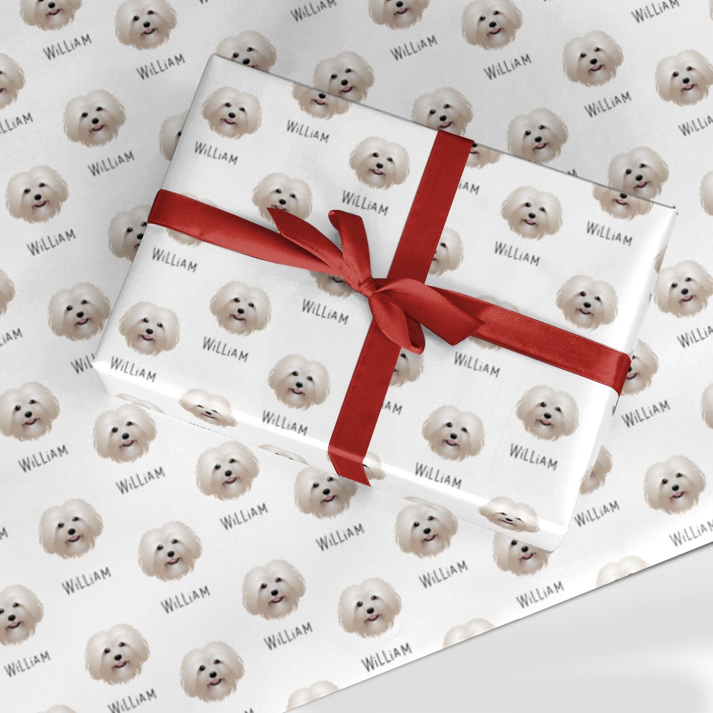 Bolognese Icon with Name Custom Wrapping Paper