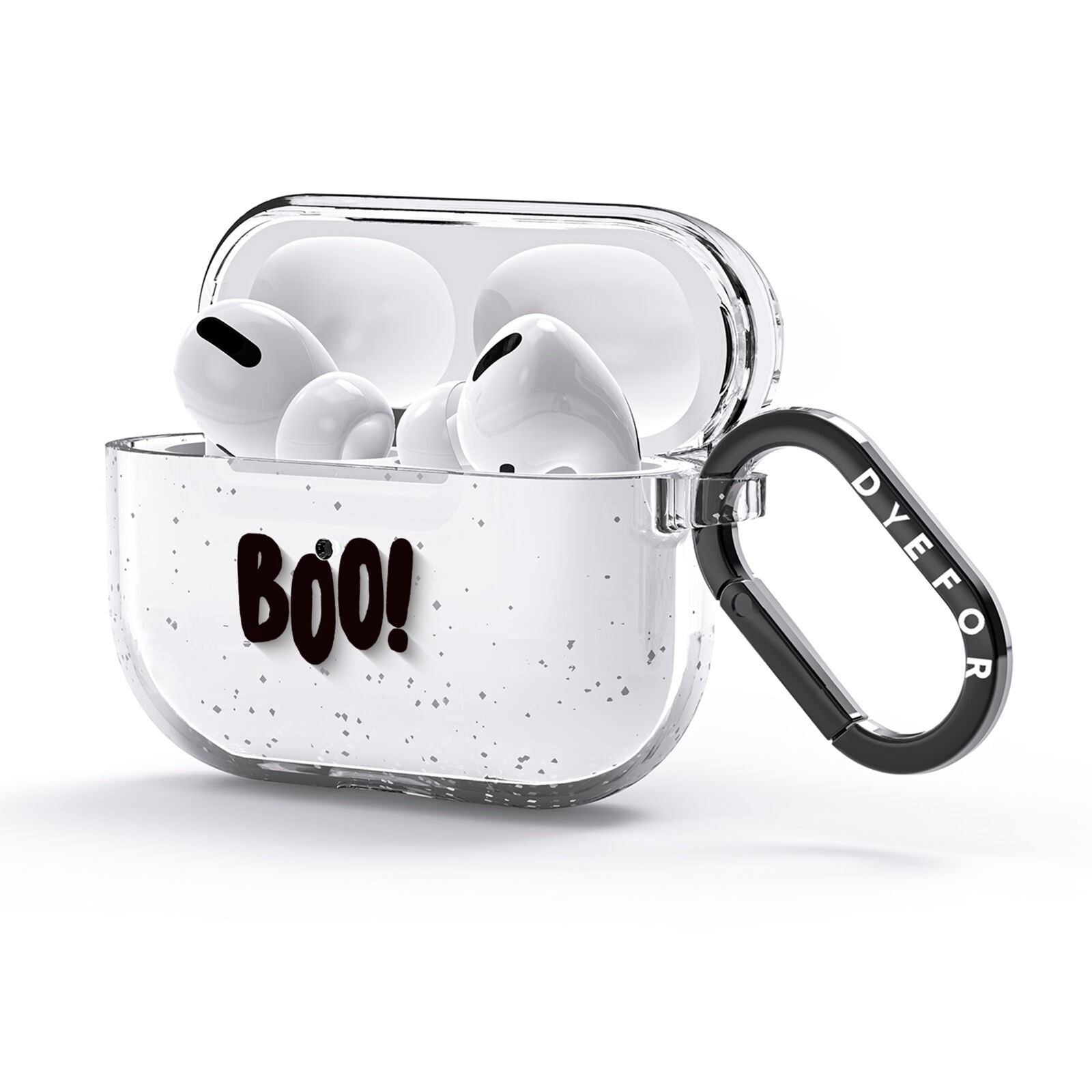 Boo Black AirPods Glitter Case 3rd Gen Side Image