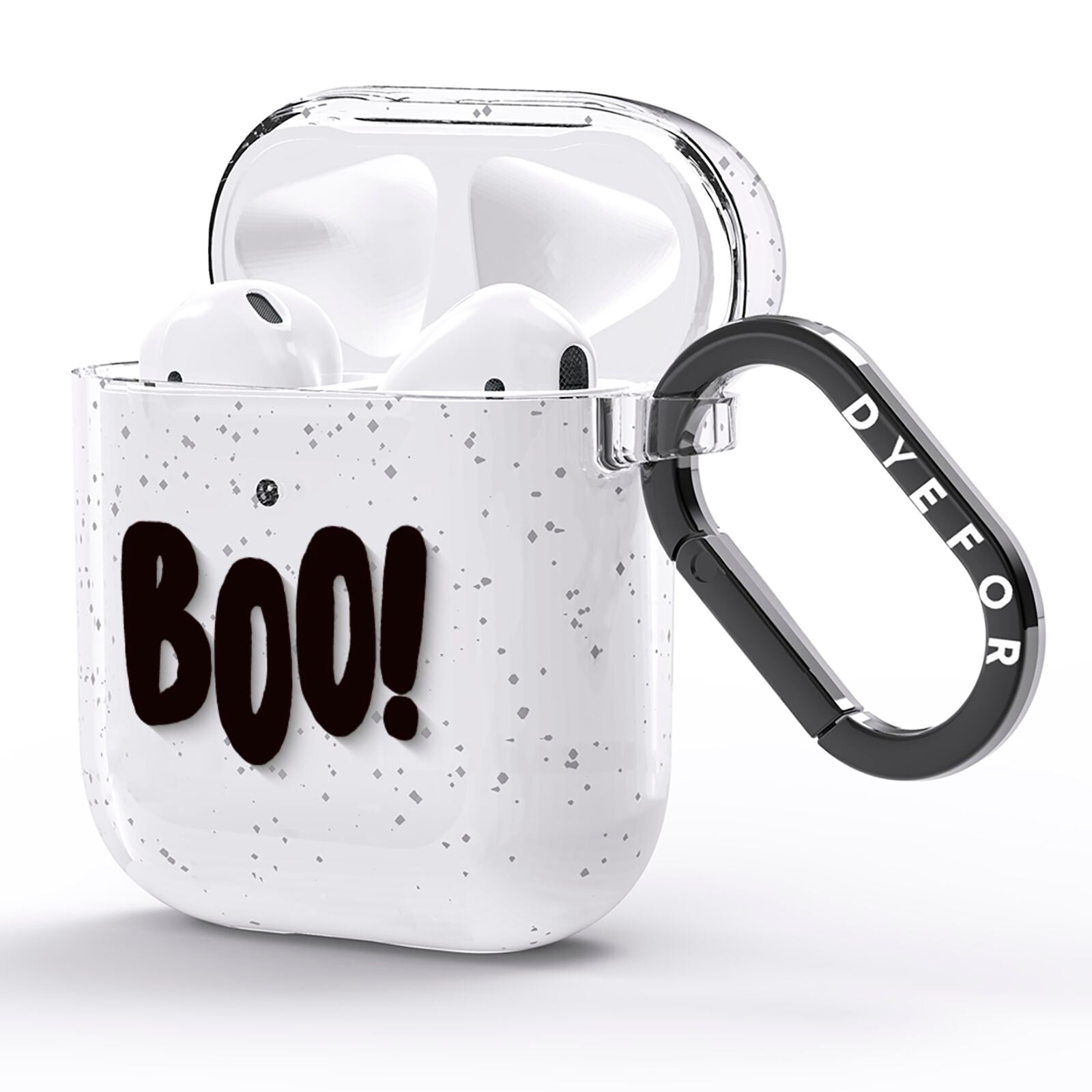 Boo Black AirPods Glitter Case Side Image