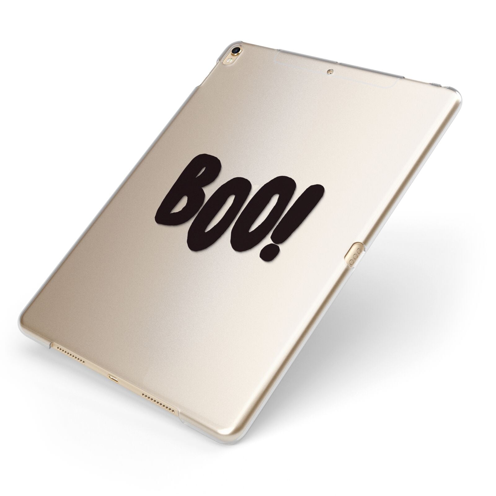 Boo Black Apple iPad Case on Gold iPad Side View
