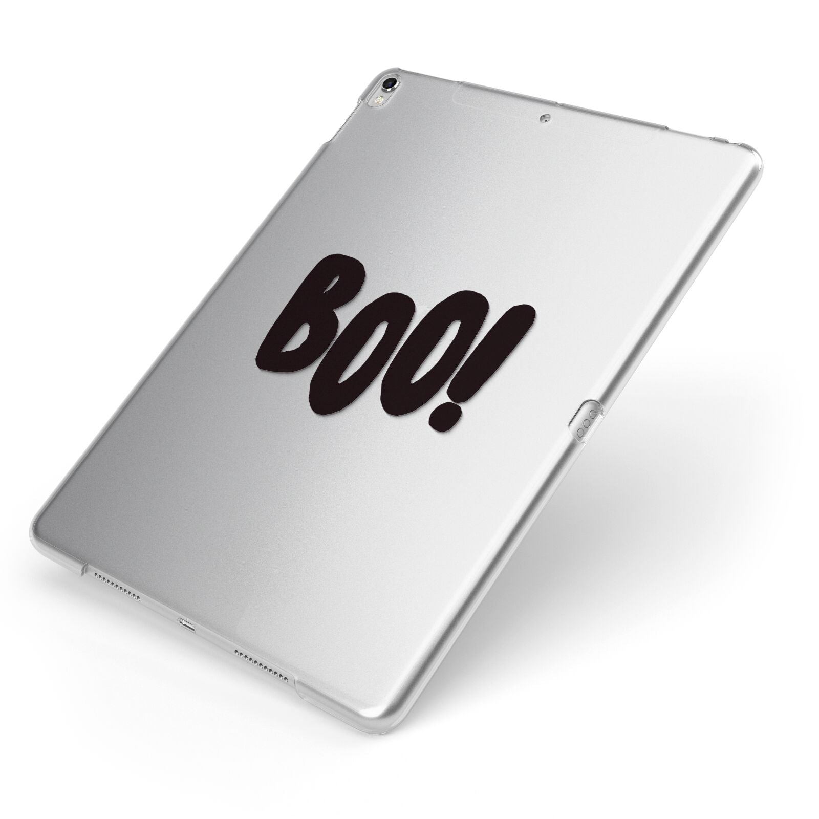 Boo Black Apple iPad Case on Silver iPad Side View