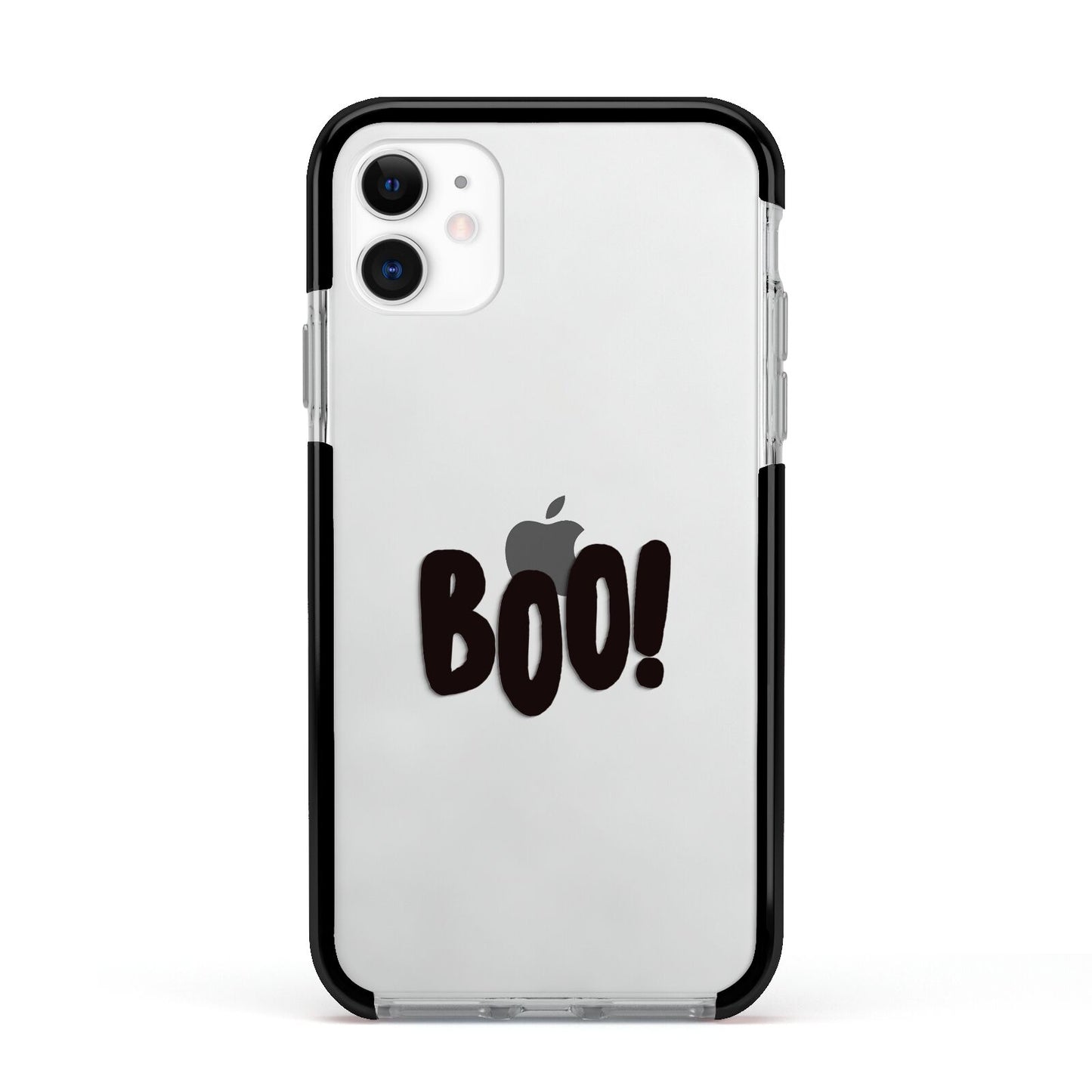 Boo Black Apple iPhone 11 in White with Black Impact Case