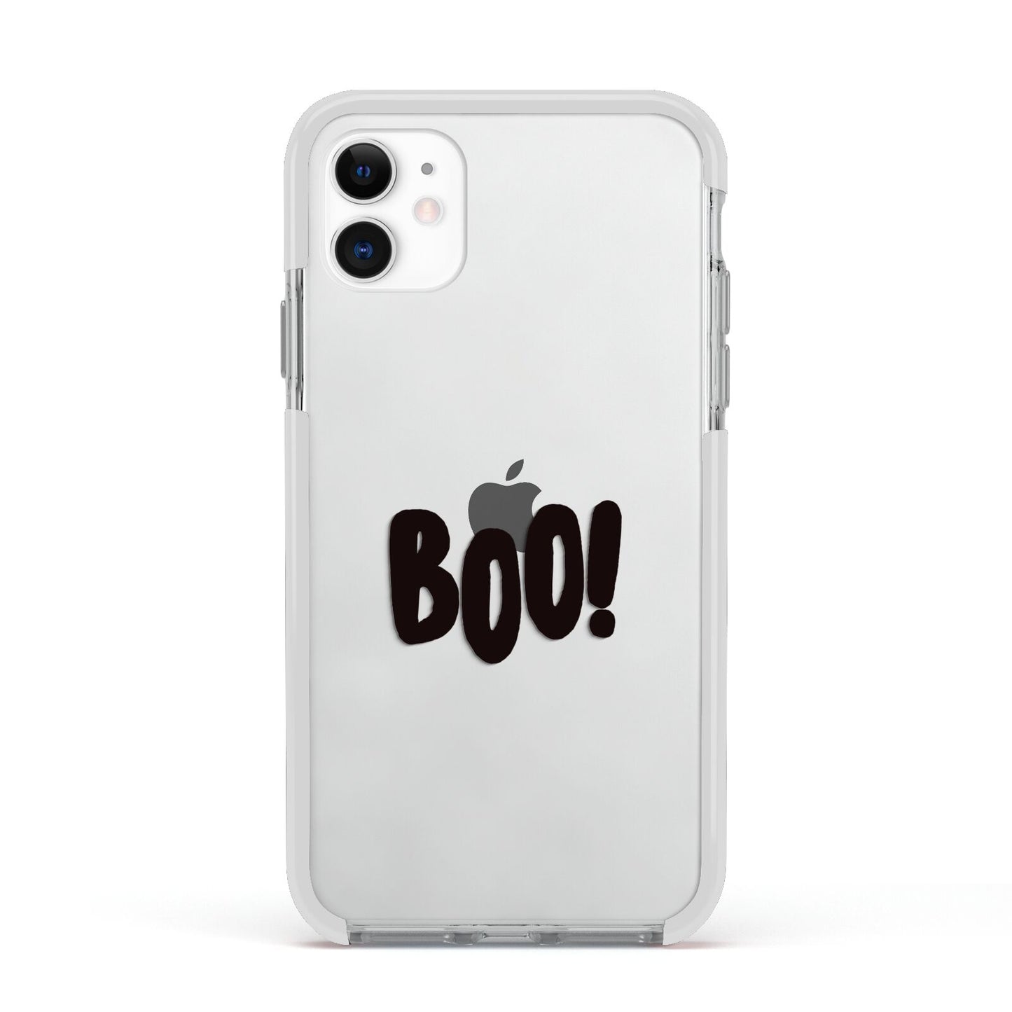 Boo Black Apple iPhone 11 in White with White Impact Case