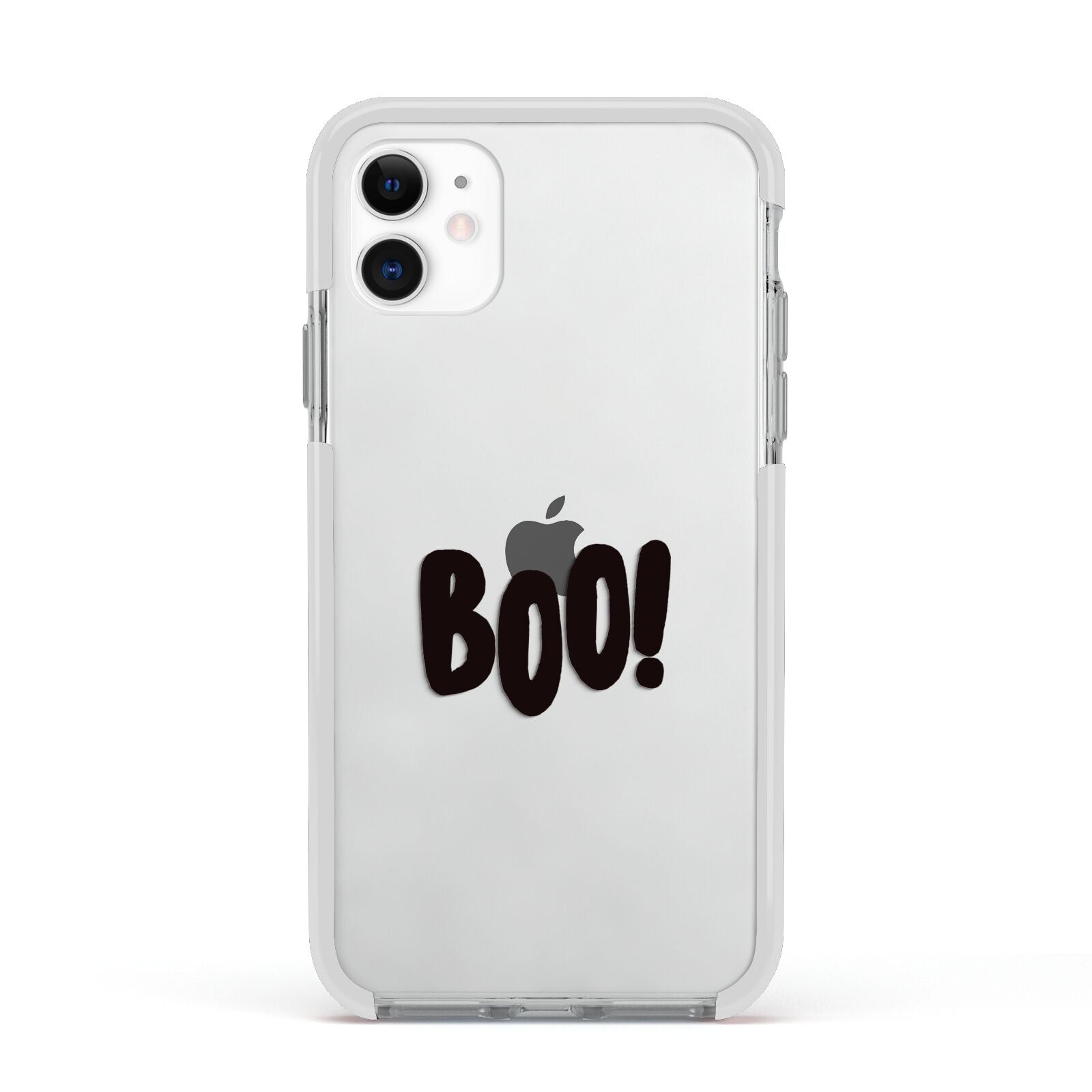 Boo Black Apple iPhone 11 in White with White Impact Case