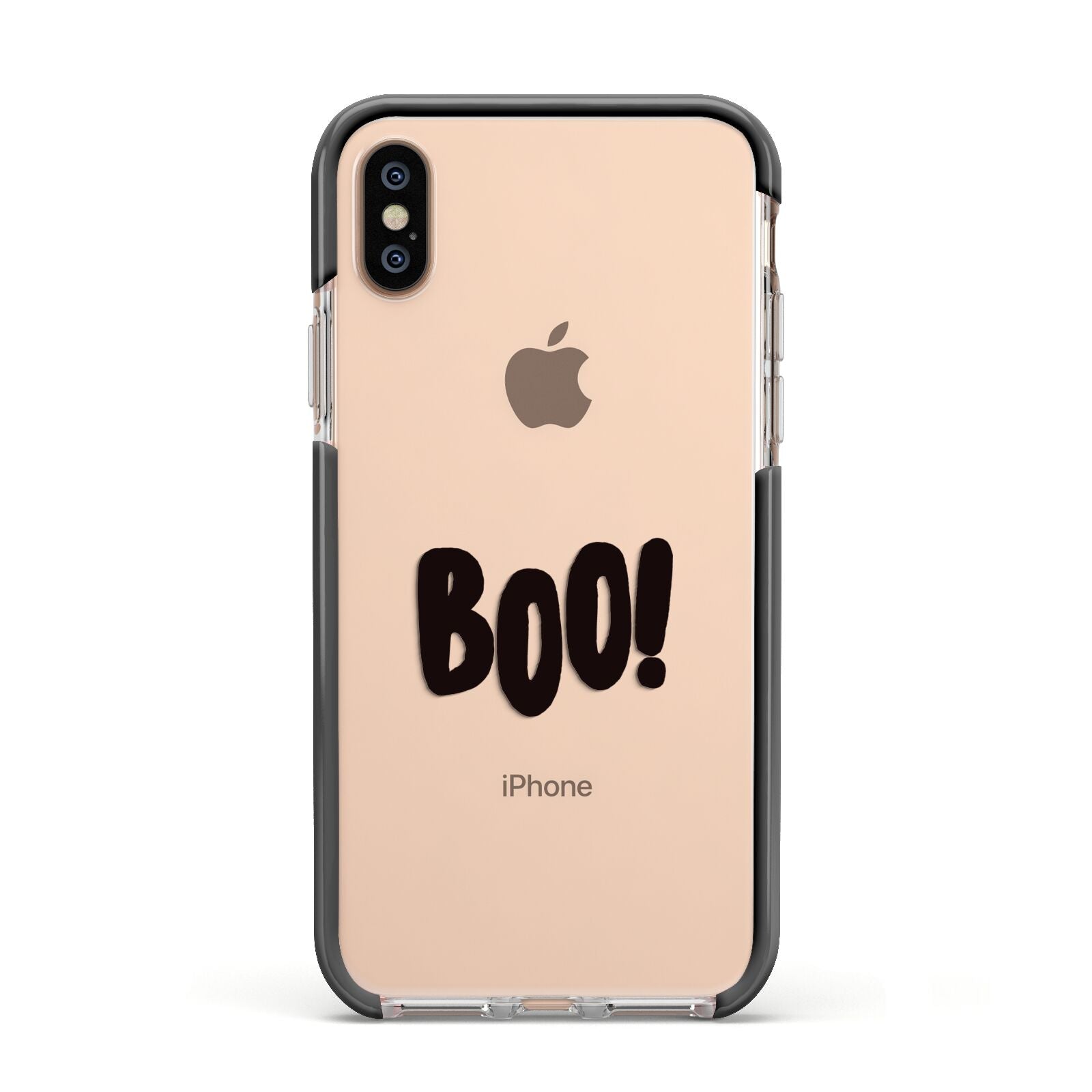 Boo Black Apple iPhone Xs Impact Case Black Edge on Gold Phone