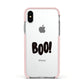 Boo Black Apple iPhone Xs Impact Case Pink Edge on Silver Phone