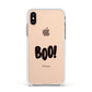 Boo Black Apple iPhone Xs Impact Case White Edge on Gold Phone