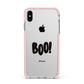 Boo Black Apple iPhone Xs Max Impact Case Pink Edge on Silver Phone