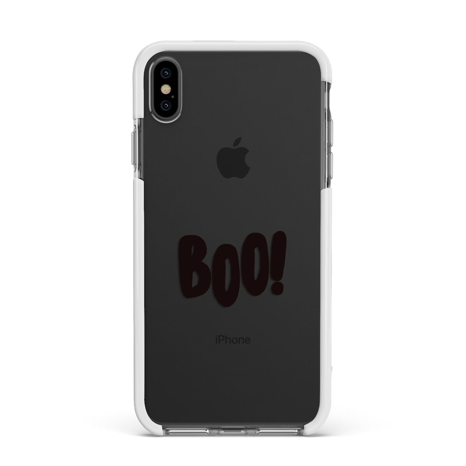 Boo Black Apple iPhone Xs Max Impact Case White Edge on Black Phone