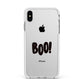 Boo Black Apple iPhone Xs Max Impact Case White Edge on Silver Phone