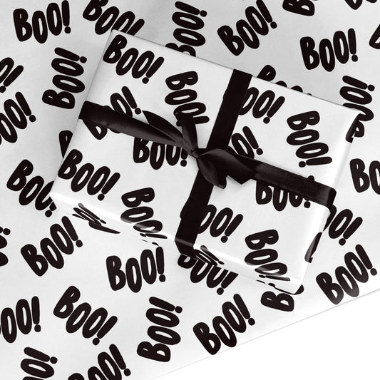 Boo Black Custom Wrapping Paper