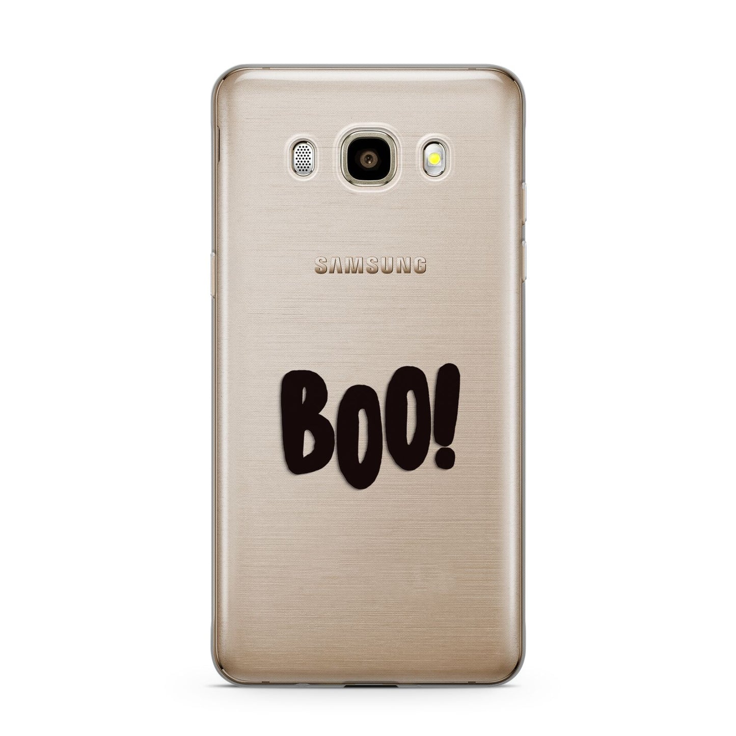 Boo Black Samsung Galaxy J7 2016 Case on gold phone