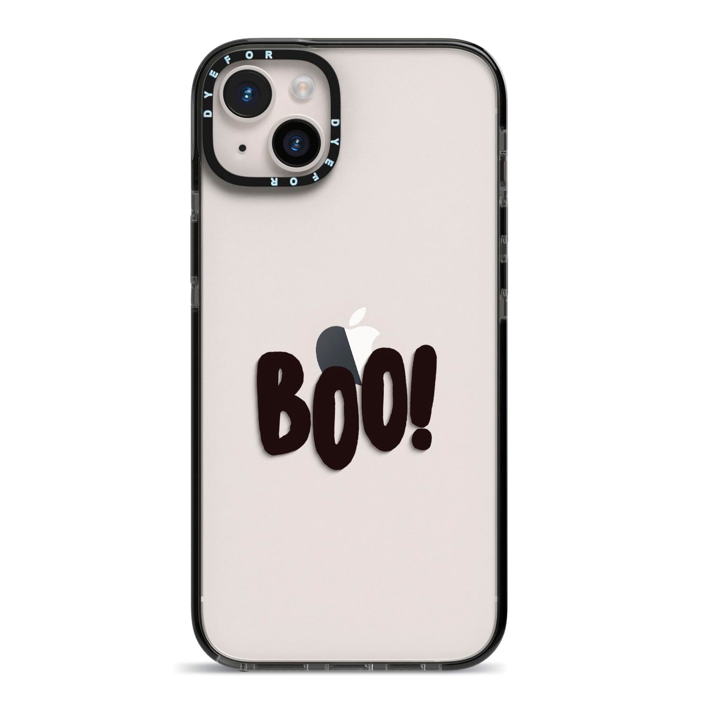 Boo Black iPhone 14 Plus Black Impact Case on Silver phone