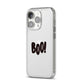 Boo Black iPhone 14 Pro Clear Tough Case Silver Angled Image