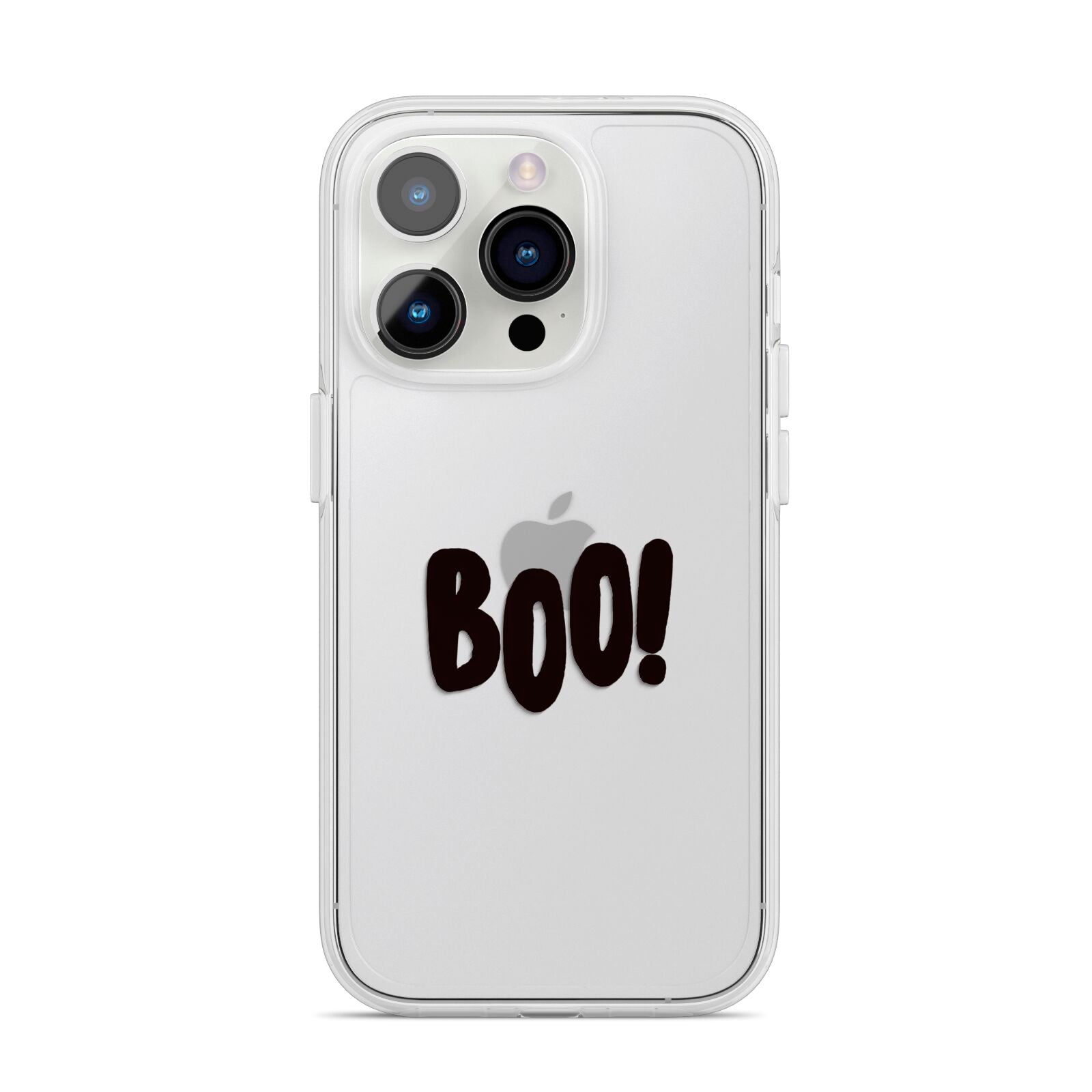 Boo Black iPhone 14 Pro Clear Tough Case Silver