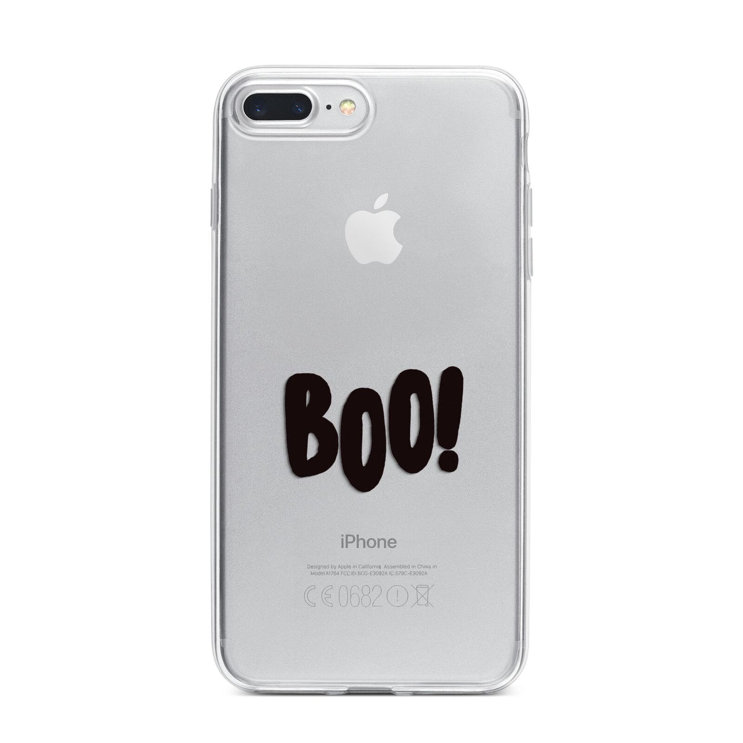Boo Black iPhone 7 Plus Bumper Case on Silver iPhone