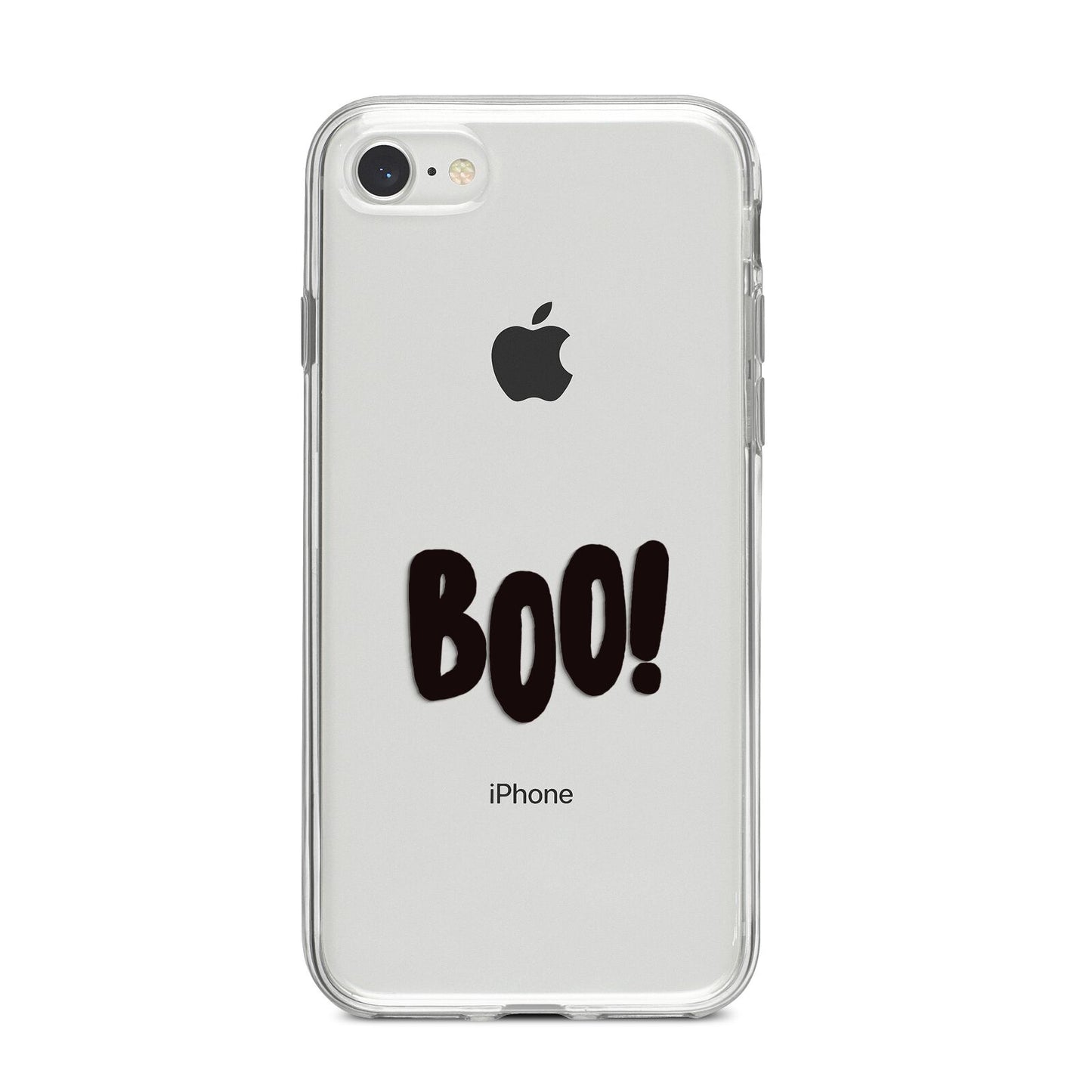 Boo Black iPhone 8 Bumper Case on Silver iPhone