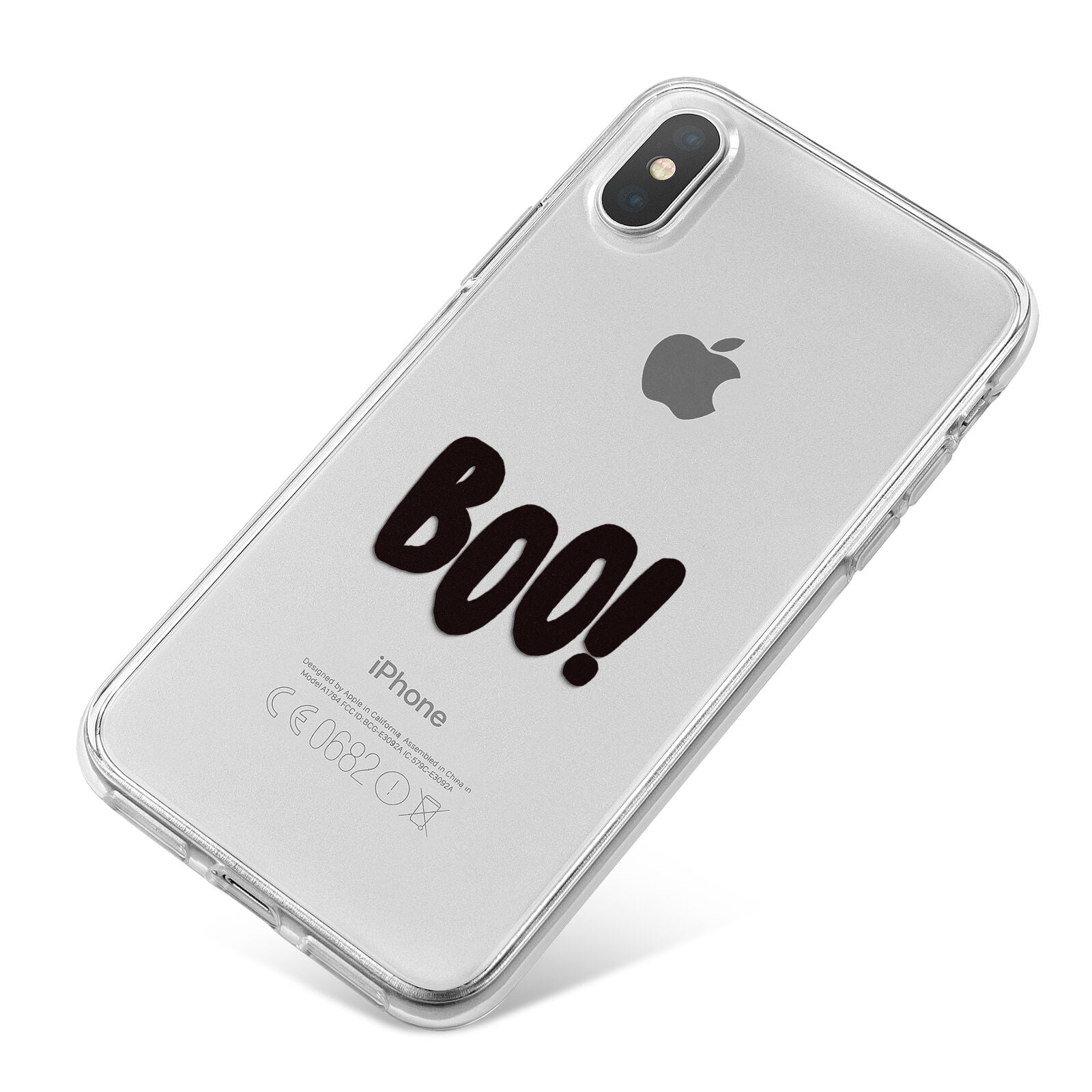Boo Black iPhone X Bumper Case on Silver iPhone