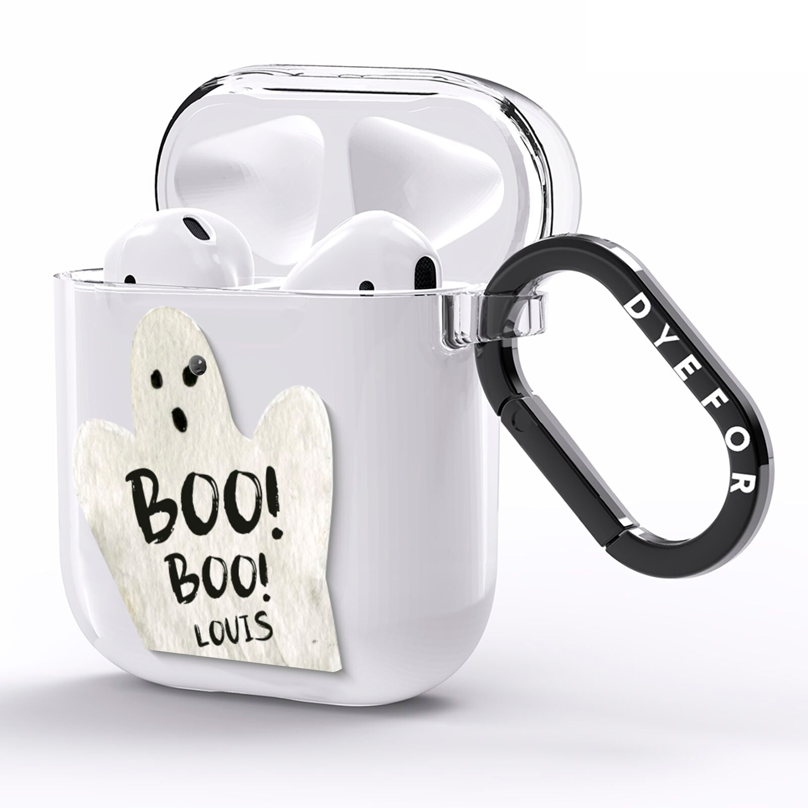 Boo Ghost Custom AirPods Clear Case Side Image