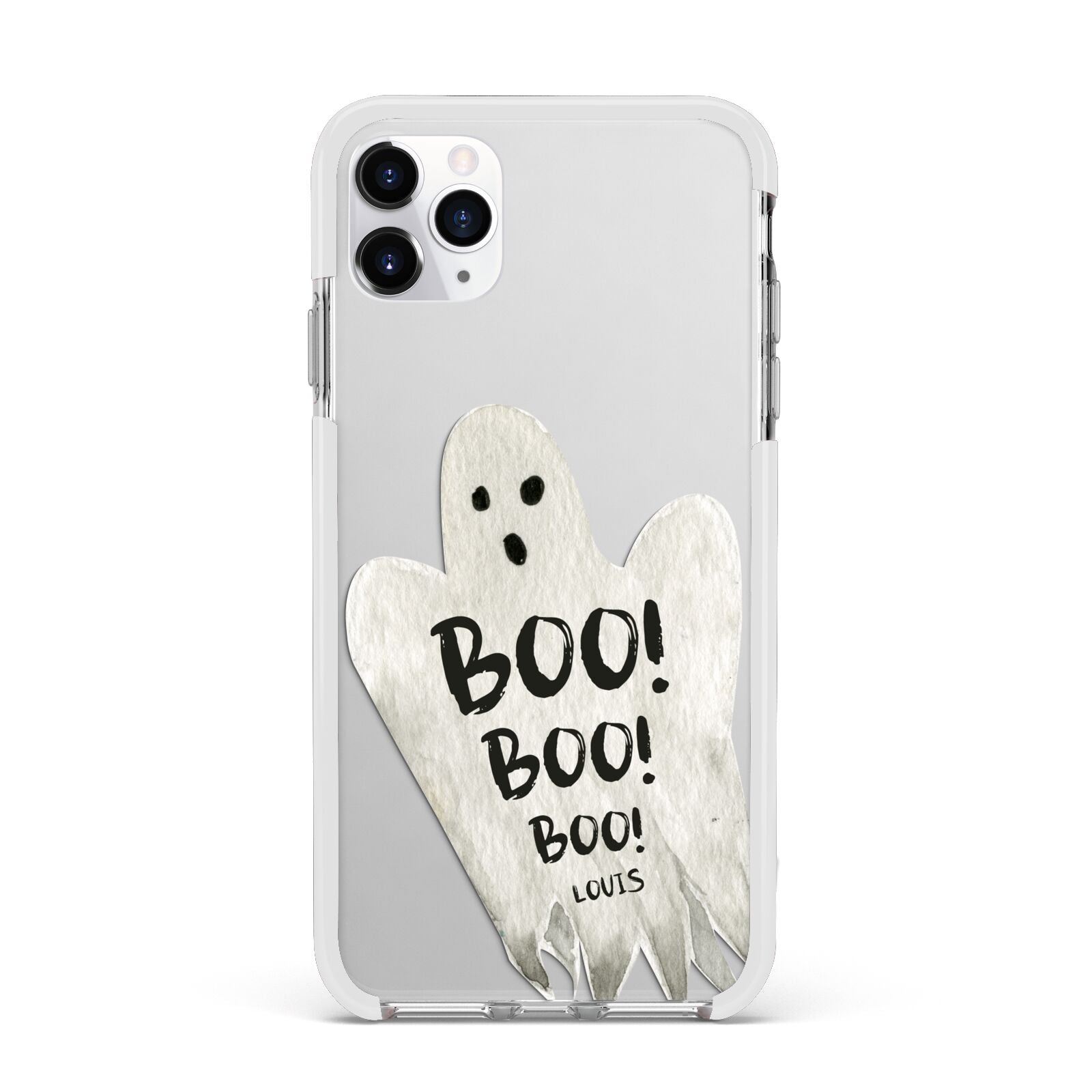Boo Ghost Custom Apple iPhone 11 Pro Max in Silver with White Impact Case