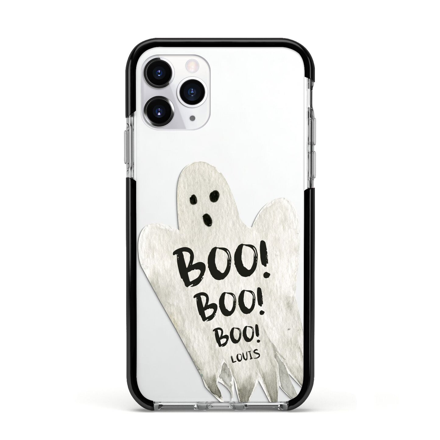 Boo Ghost Custom Apple iPhone 11 Pro in Silver with Black Impact Case