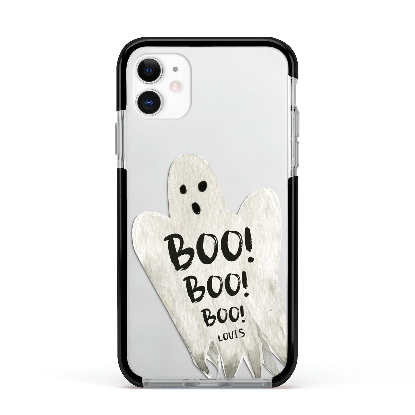 Boo Ghost Custom Apple iPhone 11 in White with Black Impact Case