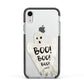Boo Ghost Custom Apple iPhone XR Impact Case Black Edge on Silver Phone