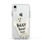 Boo Ghost Custom Apple iPhone XR Impact Case White Edge on Silver Phone